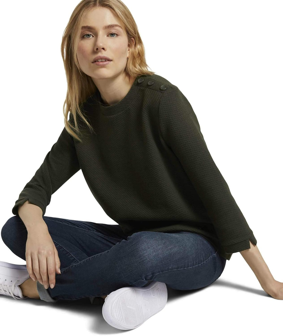 TOM TAILOR Damen Sweatshirt dunkelgrün S