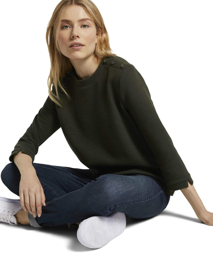 TOM TAILOR Damen Sweatshirt dunkelgrün S