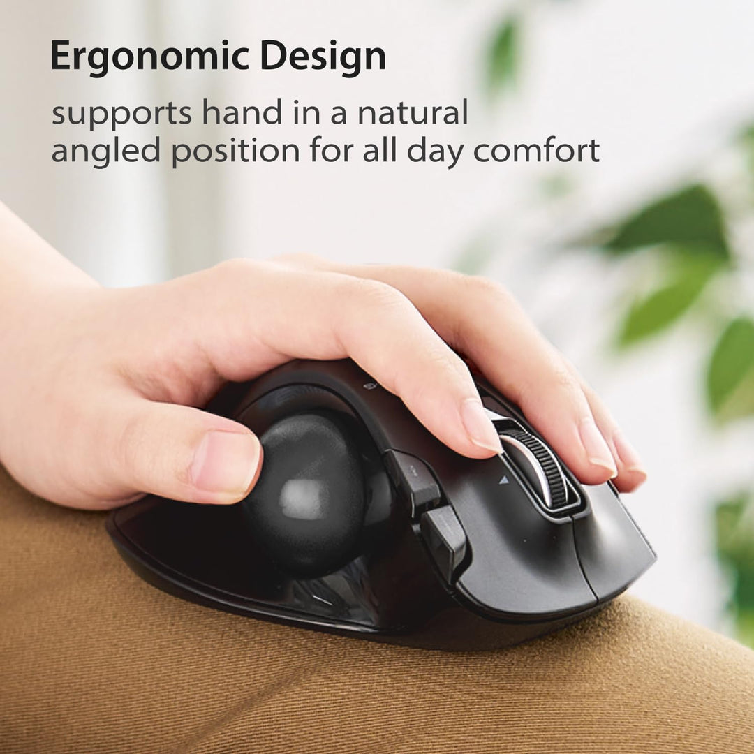 ELECOM EX-G Linkshänder-Trackball-Maus, 2,4 GHz USB Wireless, Ergonomisch, Daumensteuerung, Tracking