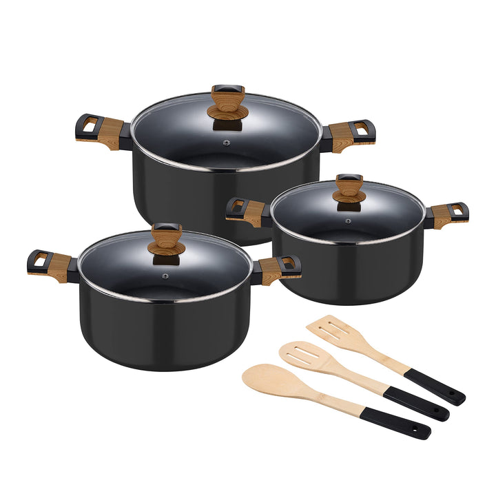 SAN IGNACIO Earth | Juego de Cocina | Kochgeschirrset de 9 Piezas con 3 Cacerolas y 3 Utensilios | F