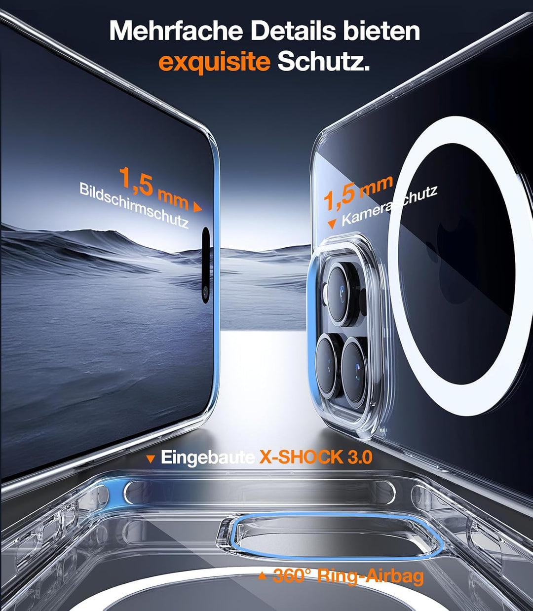 TORRAS Ostand L1 für iPhone 15 Pro Max Hülle mit Flügelständer Kompatibel mit MagSafe-Zubehör 3,66m