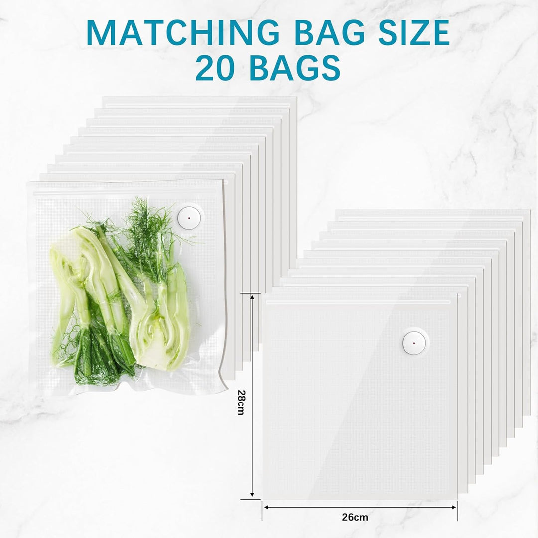 Vakuumierbeutel 20 Beutel 26 * 28cm, Vakuumbeutel für Lebensmittel, Sous Vide Gefrierbeutel, Einschw
