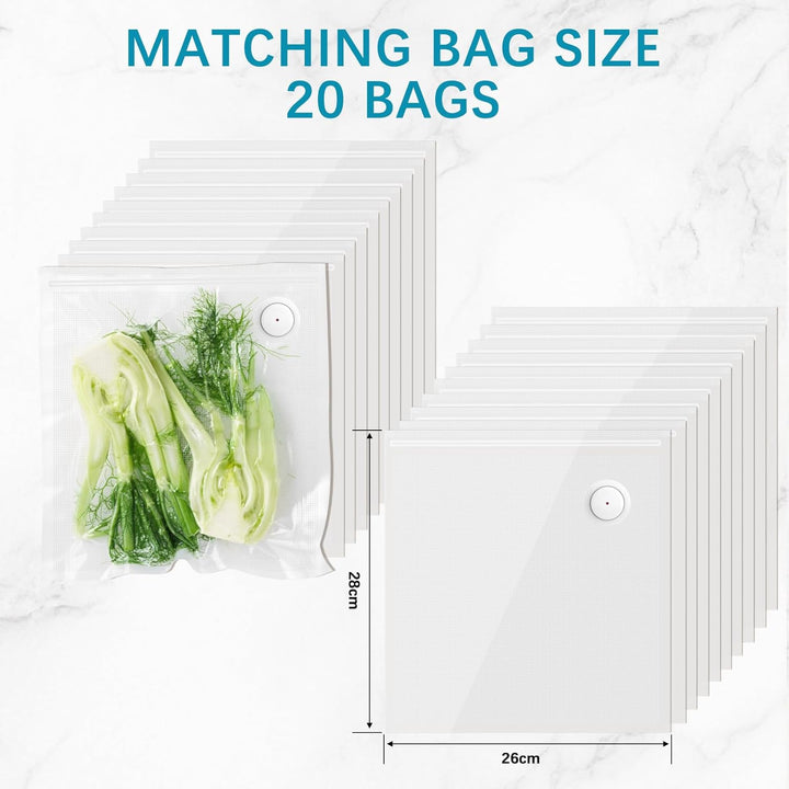 Vakuumierbeutel 20 Beutel 26 * 28cm, Vakuumbeutel für Lebensmittel, Sous Vide Gefrierbeutel, Einschw