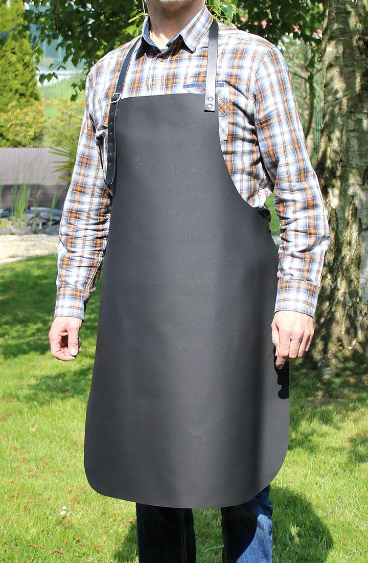 Kräftige Grillschürze, echt Leder, Kochschürze - für Männer und Frauen - schwarz