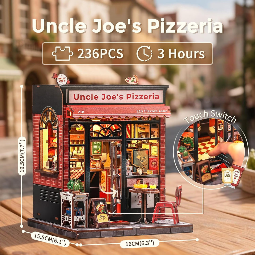 CUTEBEE Book Nook Kit - Holz DIY Miniature House Pizza Fast Food Thema - Miniatur Haus Selber Bauen