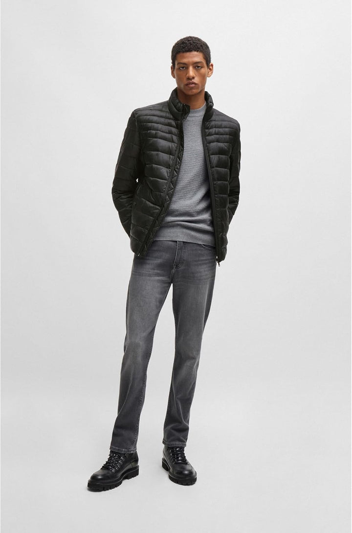 BOSS Herren Oden1 Wasserabweisende Steppjacke mit Logo-Aufnäher 58 Black1, 58 Black1