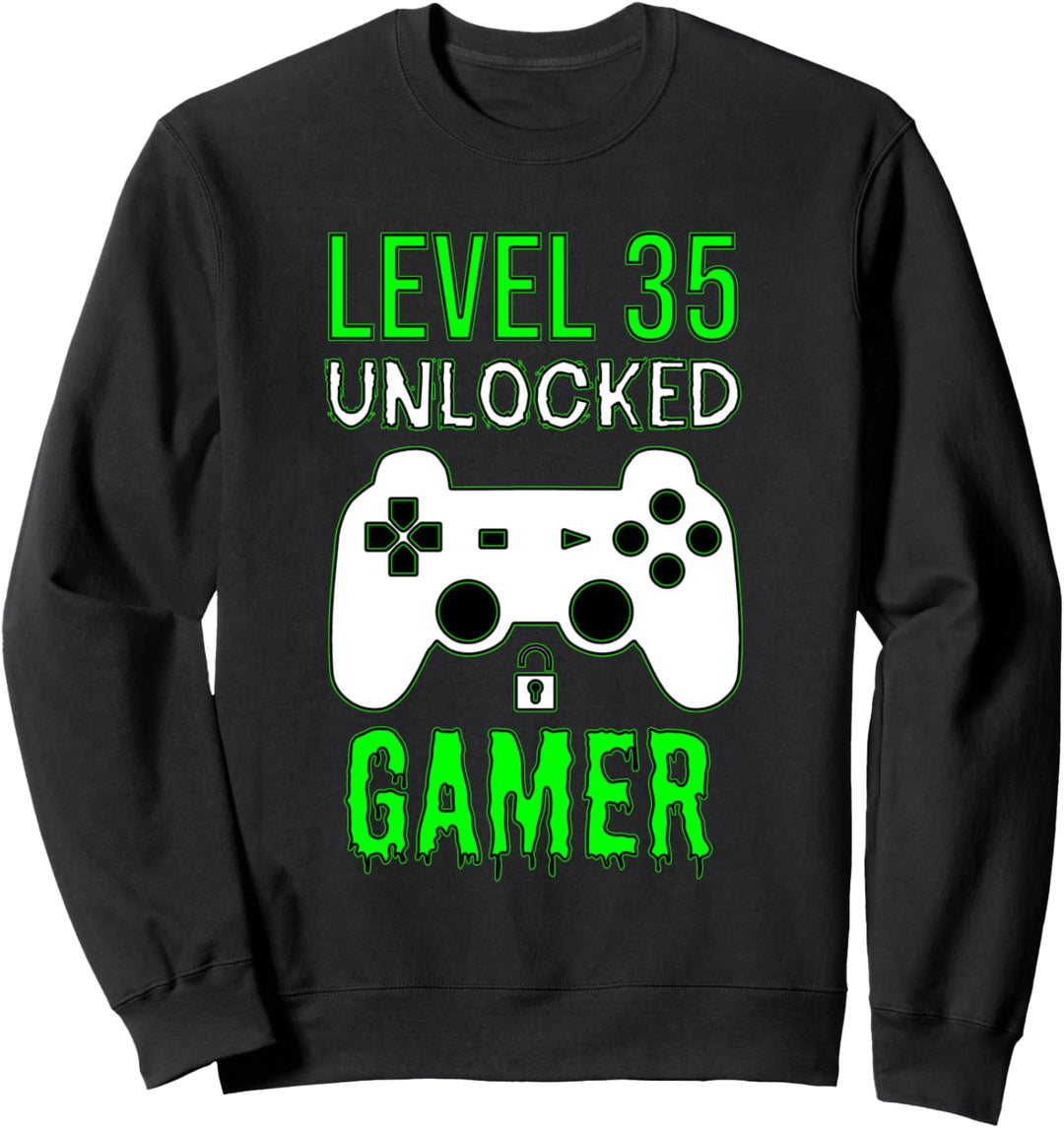 Funny zum 35. Geburtstag von Gamer - Level 35 Unlocked Gamer Sweatshirt