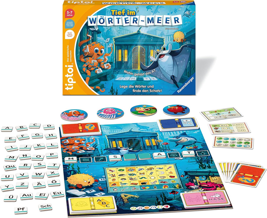 Ravensburger tiptoi 00103 Tief im Wörter-Meer, Spiel für Kinder von 5-7 Jahren, für 1-4 Spieler