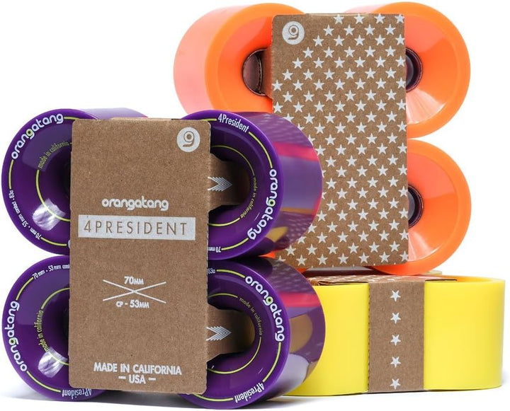 Orangatang 4 President 70mm 80a Cruising Longboard Skateboard Rollen (Orange, 4er Set) Orange 80a Ei