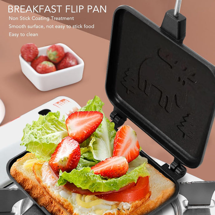 Doppelseitige Sandwich Bratpfanne mit Antihaftbeschichtung, Gegrillter Käse Sandwich Maker mit Hitze