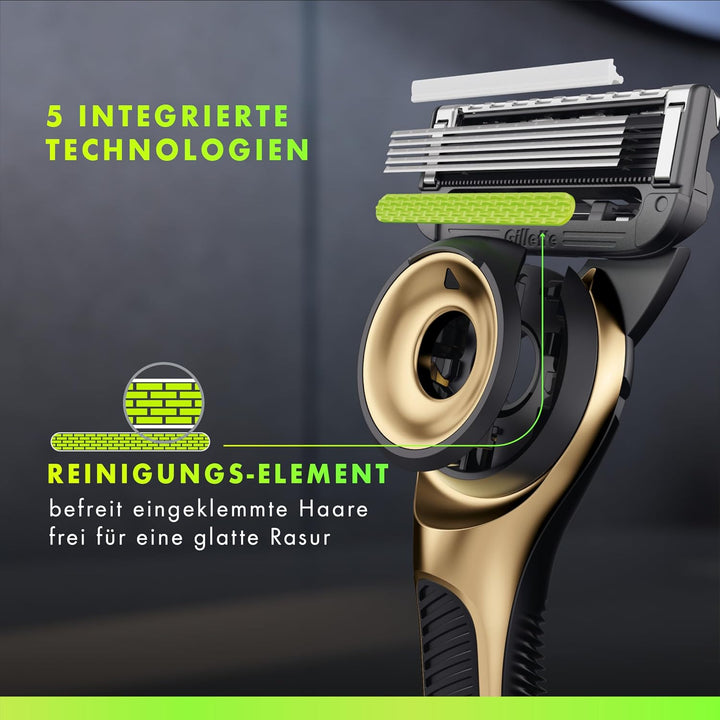 Gillette Labs Rasierer Herren mit Reinigungselement, Nassrasierer Männer Champion Gold Edition — Ink