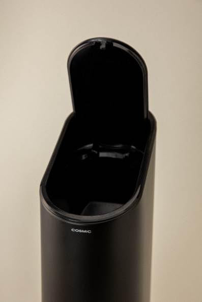 COSMIC Flat Kompakter Bad- und Küchenmülleimer mit Druckknopföffnung, ovalem Design und 2,5 l Fassun