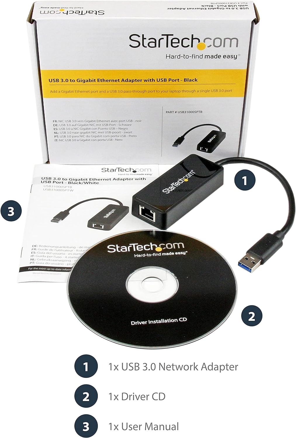 StarTech.com USB 3.0 auf Gigabit Ethernet Adapter - USB 3.0 10/100/1000Mbit/s Netzwerk Adapter NIC m