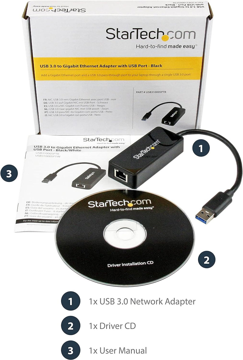 StarTech.com USB 3.0 auf Gigabit Ethernet Adapter - USB 3.0 10/100/1000Mbit/s Netzwerk Adapter NIC m