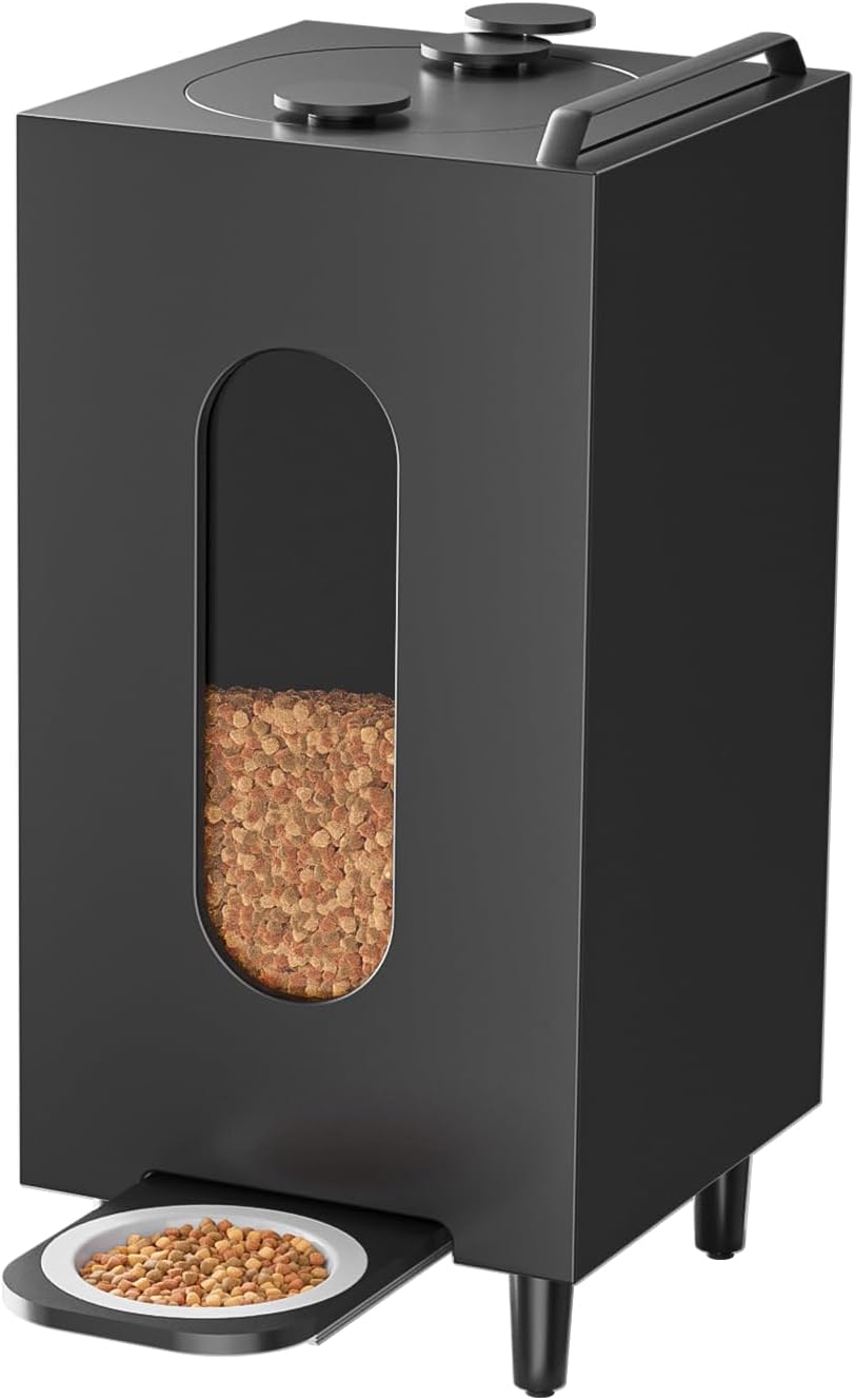 QLS Trockenfutterspender 20L für Katzen Hunde Futterspender Futterautomat mit Schale Tiere 60 x 30 x