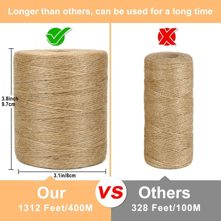 Vivifying 400m Jute-Schnur, Braun Juteschnur für Garten Bilder Pflanzen Basteln 1Pcs/400M, 1Pcs/400M