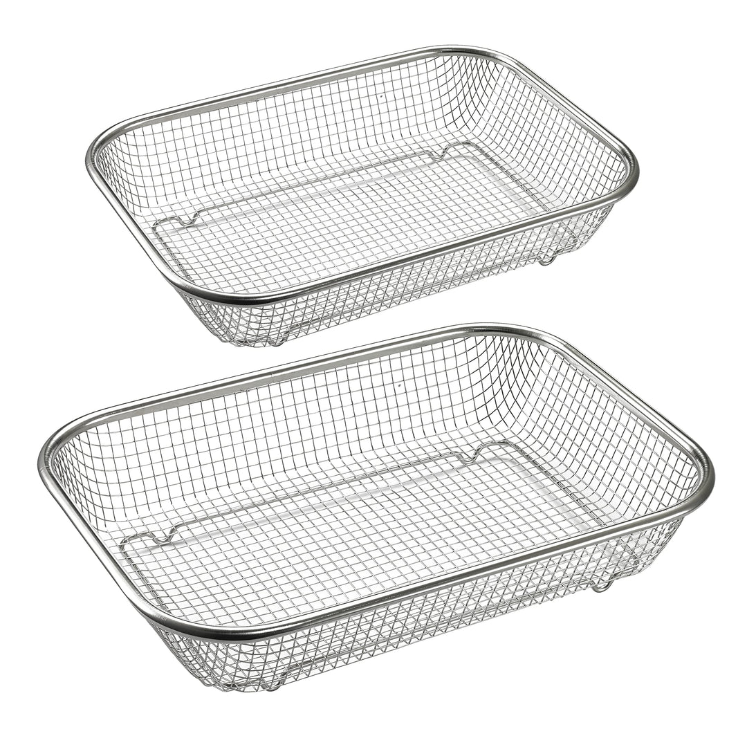 Supremery 2er Set Backofen Edelstahl Grillkorb Grillgitter Grillblech Backkorb für fettarmes Heisslu