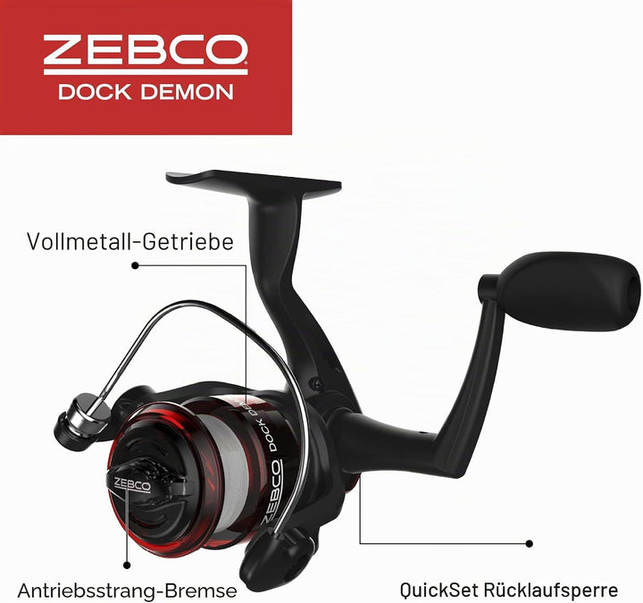 Zebco Dock Demon Spinnrolle oder Spinnrolle und Angelrutenkombination, 76,2 cm, langlebige Fiberglas
