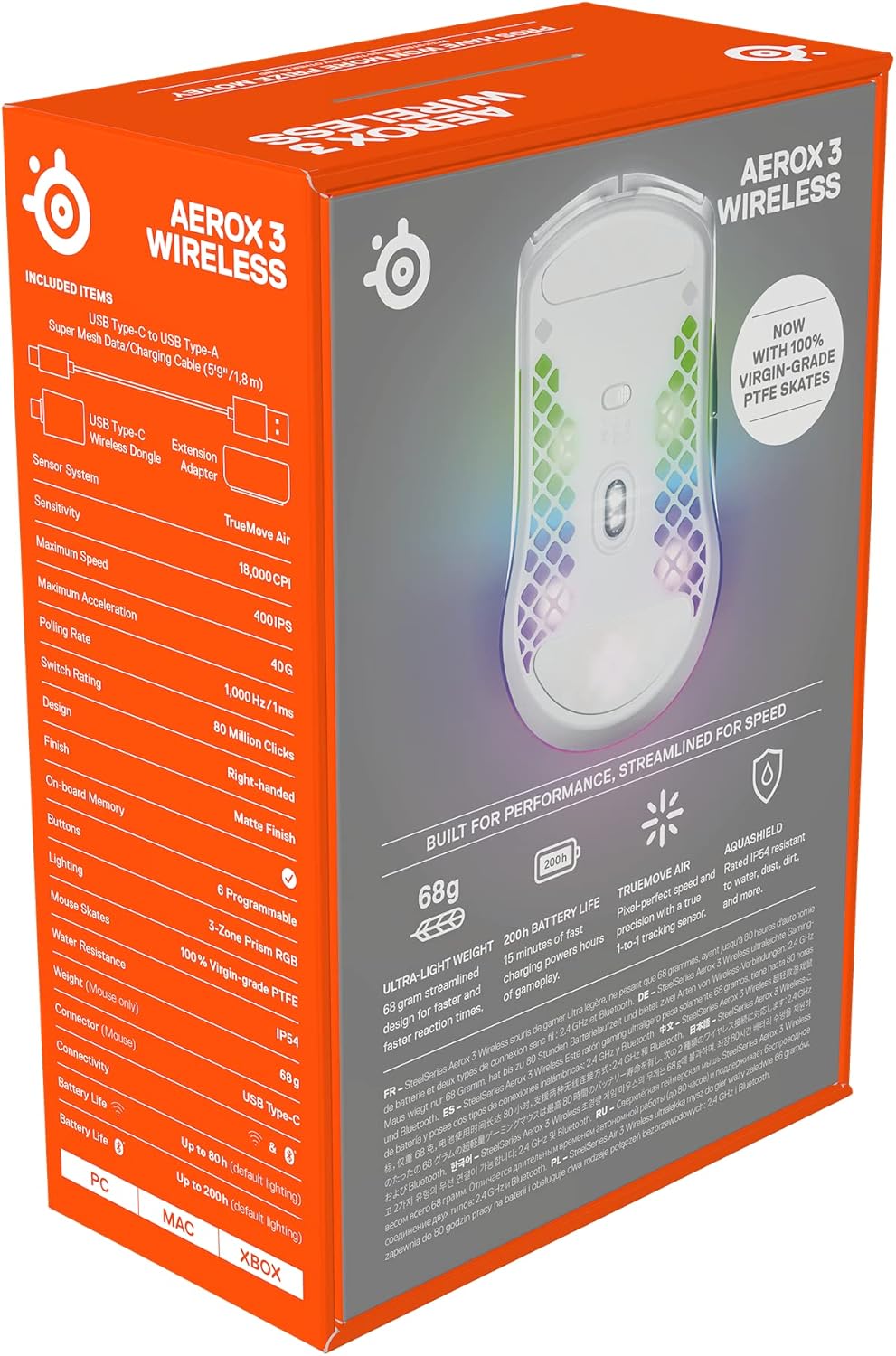 SteelSeries Aerox 3 Wireless Snow (2022) - Superleichte Gaming-Maus - 68 g Gewicht und wasserabweise