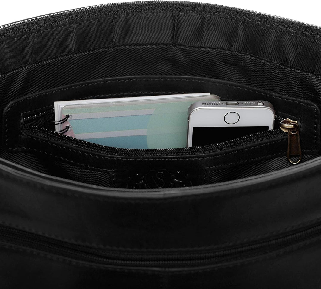SID & VAIN® Messenger Bag Eton - Unisex Umhängetasche XL gross Ledertasche fit 15.4 Zoll Laptop mit