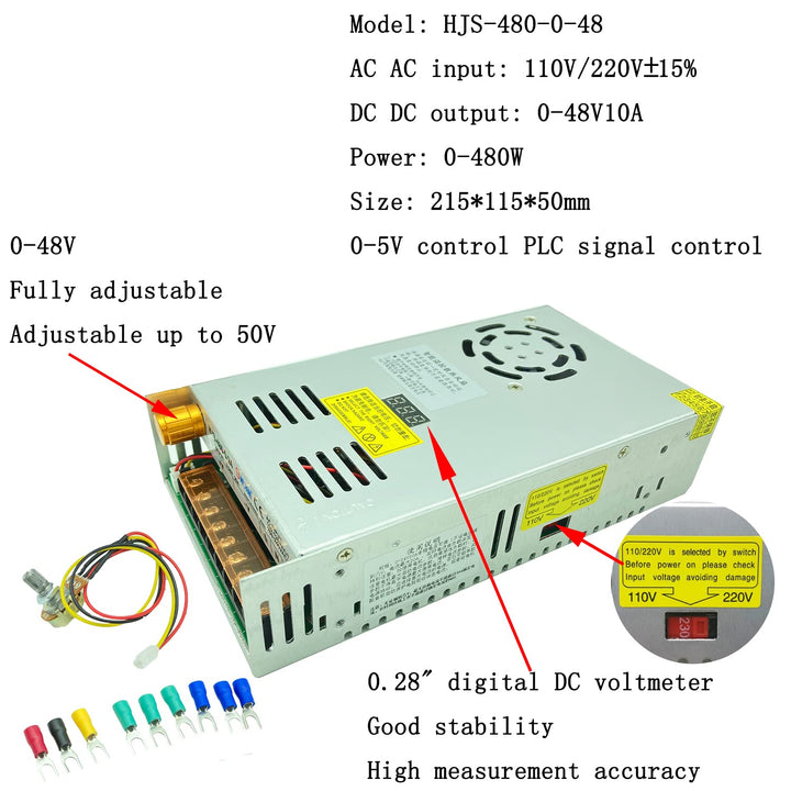 Lianshi Transformator AC-DC 0-48V einstellbar 10A 480W Spannung Digitalanzeige DC geregeltes Schaltn