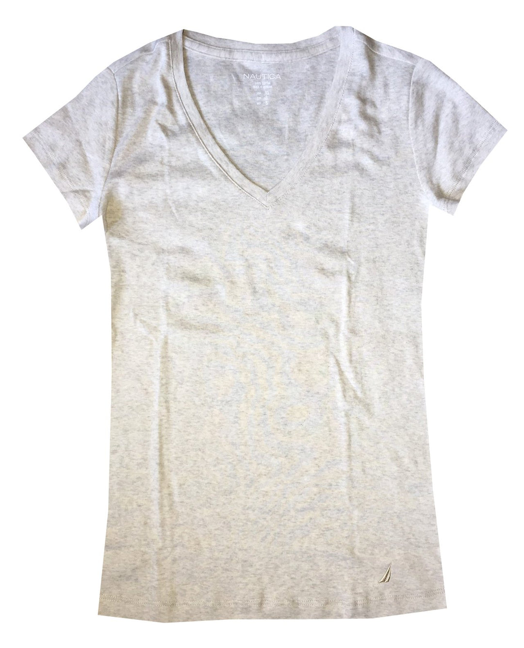 Nautica Women Classic Fit V-Neck Tee T-Shirt (XS, Seasand Heather)