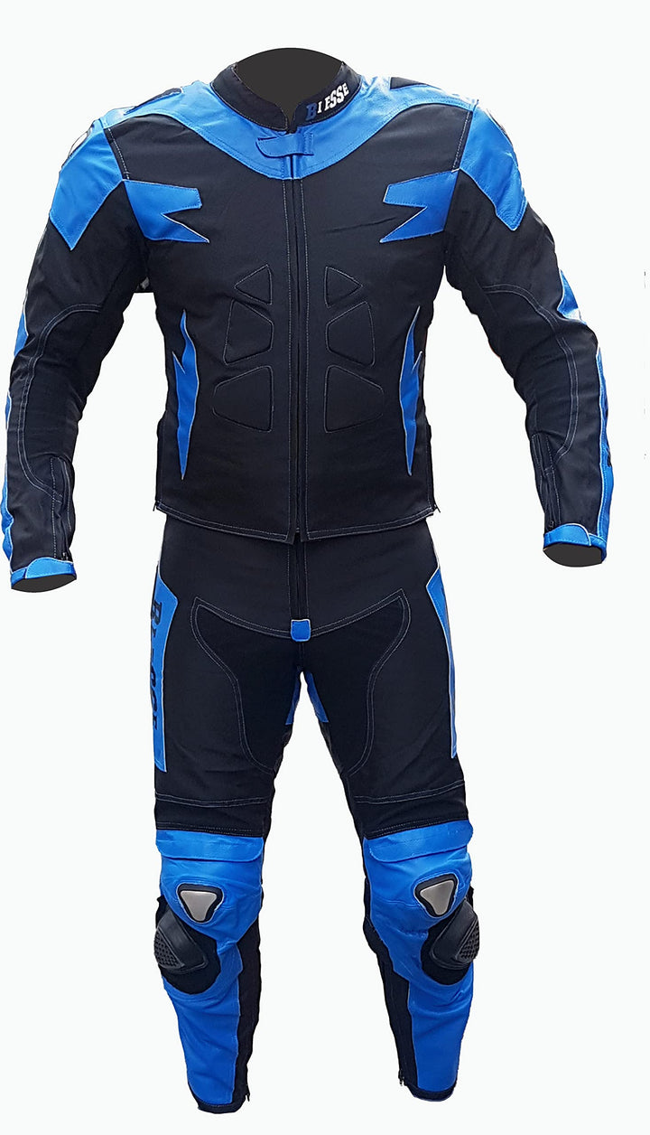 BI ESSE Motorradkombi Herren 2-teilig – Motorradanzug Leder & Textil, Jacke und Hose trennbar, verst