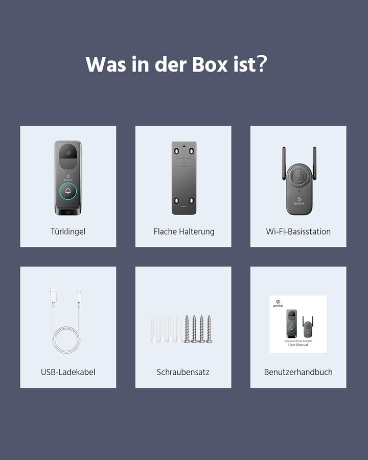 ANNKE Video-Türklingel, 2K Dual Türklingel mit Kamera mit Personen-/Paketerkennung, 190° Ultraweitwi