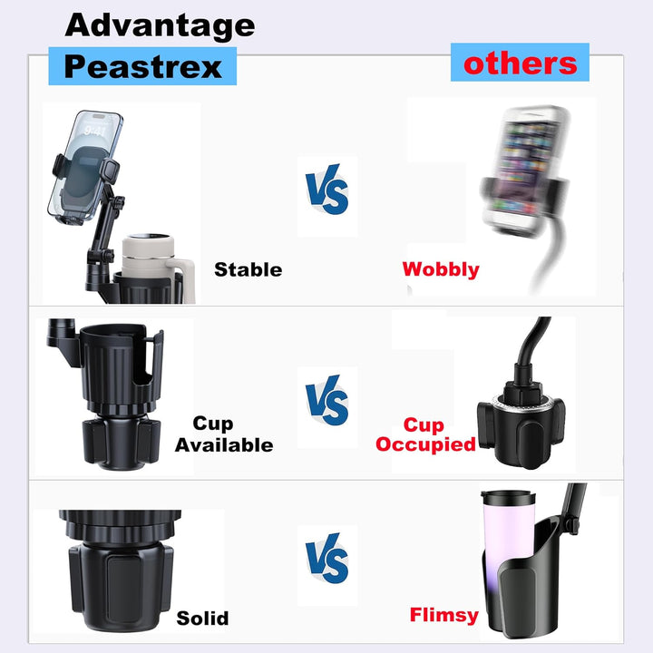 Getränkehalter Handyhalterung, 2-in-1 Universal-Getränkehalter-Expander mit langem Arm, 360° drehbar