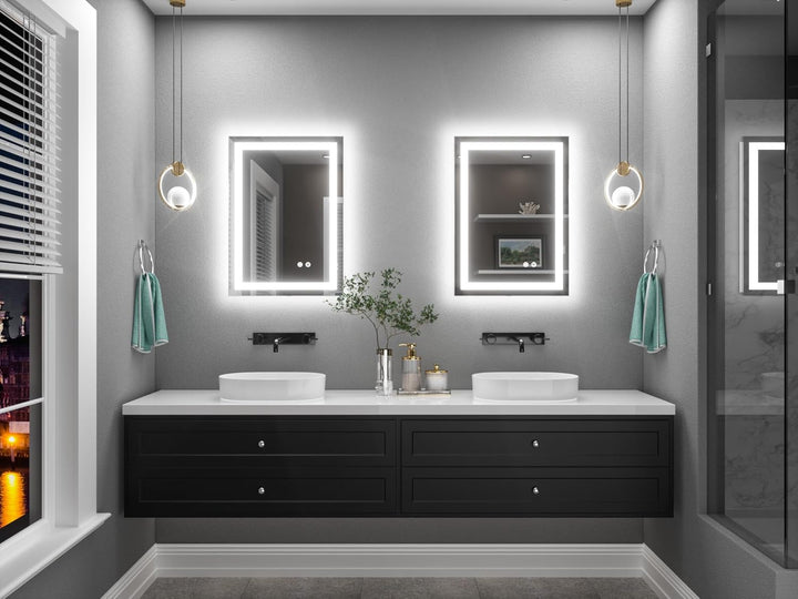 TETOTE Badspiegel mit Beleuchtung 50x70cm, Badezimmerspiegel Beleuchtet Beschlagfrei Badezimmer Wand