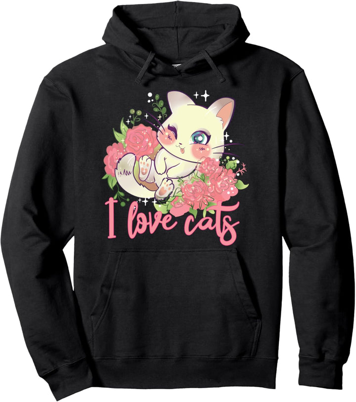 I Love Cats Katze Geschenk Mietze Mädchen Niedlich Kätzchen Pullover Hoodie