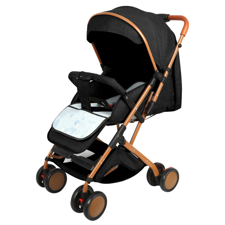 Kinderwagen 4-in-1 Liege- & Schiebefunktion, Premium 4-Rad Buggy mit Ziehgriff, Einhand-Faltmechanis