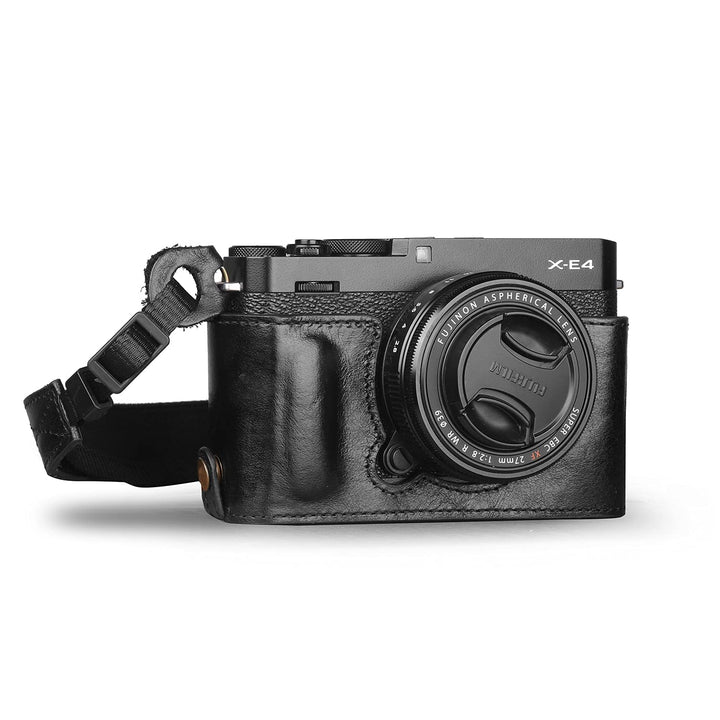 MegaGear Ever Ready Echtleder Kamera-Halbtasche mit Trageriemen kompatibel mit Fujifilm X Series X-E