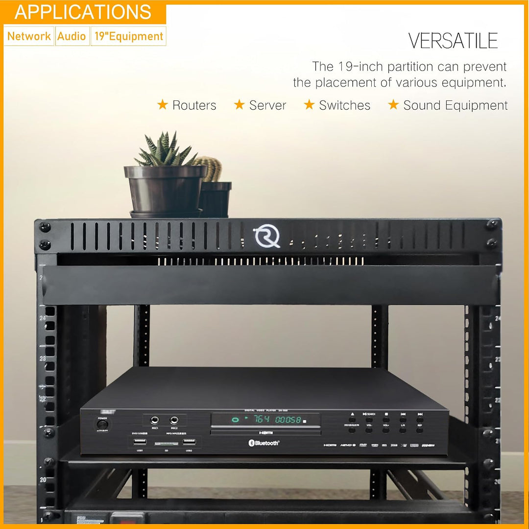 RIVECO 1U Server-Rack-Regal, 48,3 cm, 40 cm, belüftete Ausleger für Server- und Netzwerkausrüstung,