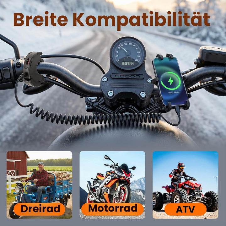 RUIZHI 48W Motorrad USB Ladegerät 12V Wasserdicht USB C Motorrad Steckdose QC3.0 USB-A und PD Type-C