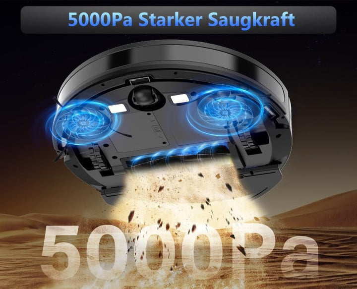 Tikom Saugroboter mit Wischfunktion 2 in 1, G8000 Max Staubsauger Roboter, 5000Pa Starke Saugkraft R