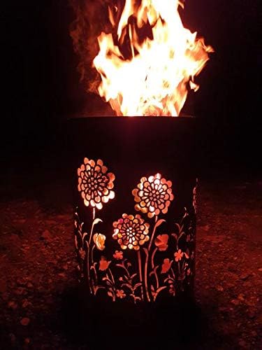 TiKo-Design Feuertonne - Lagerfeuertonne - Feuerkorb mit Flower Power Motiv – Verleihen Sie Ihrem Ga