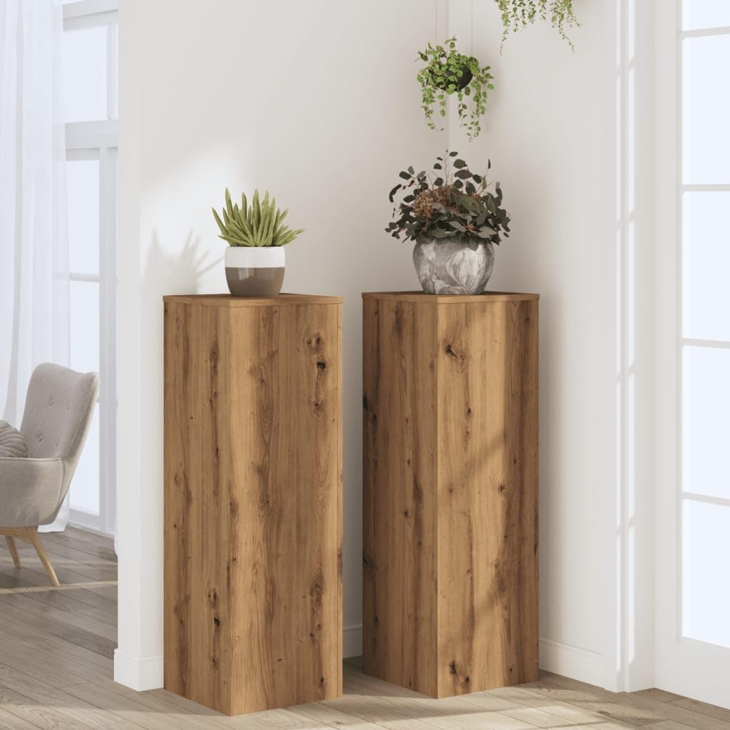 Pflanzenständer 2 STK. Artisan-Eiche 33x33x100 cm Holzwerkstoff Pflanzenregal, Blumenregal Indoor/Ou