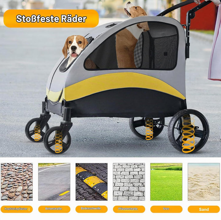 BingoPaw Schwerlast Hundebuggy für Hunde: 2 in 1 Hundewagen mit abnehmbar Trennwand für 2 kleine ode