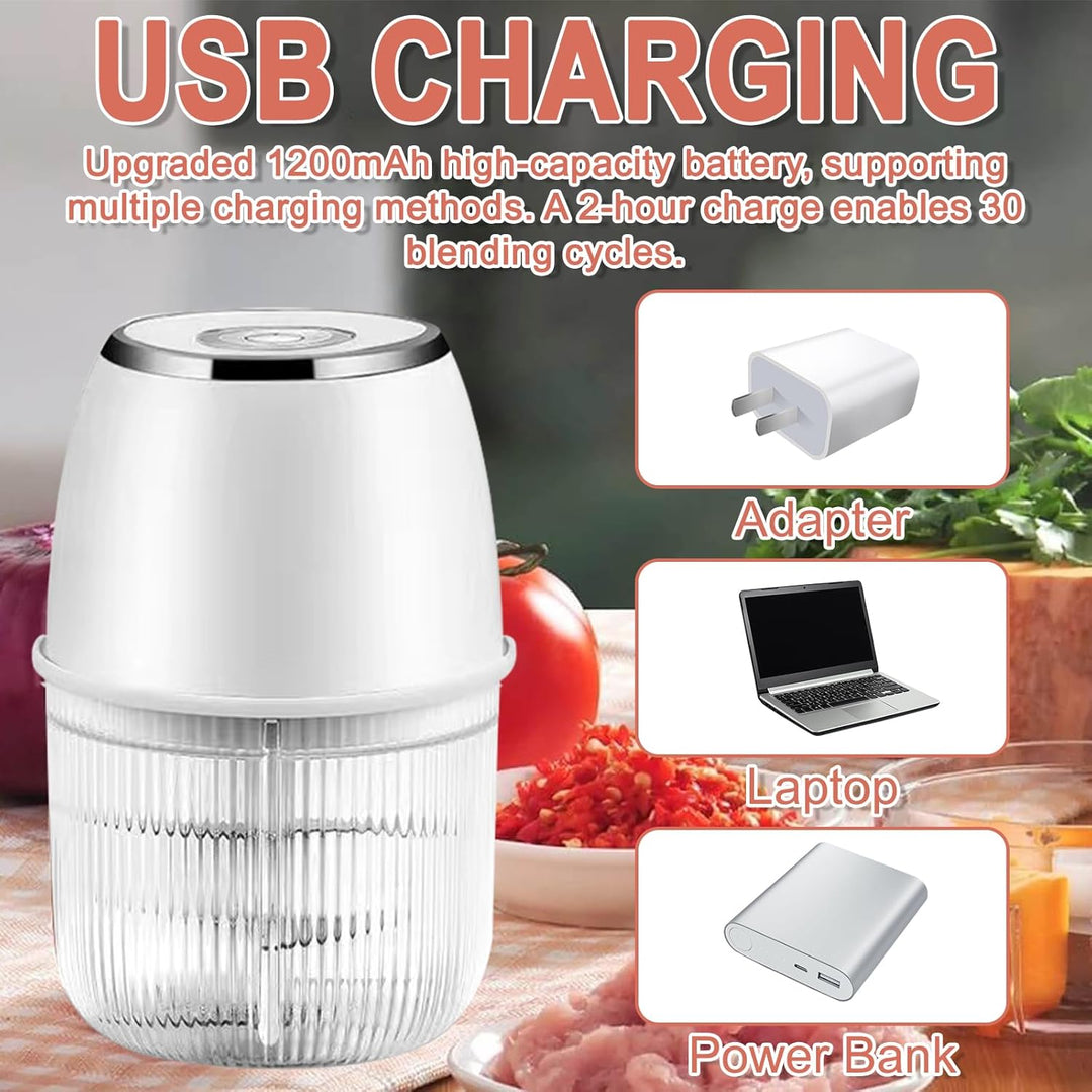 Elektrischer Küchenzerkleinerer, 350ML Zwiebelzerkleinerer Elektrisch, Tragbarer Mini-Zerkleinerer,Z