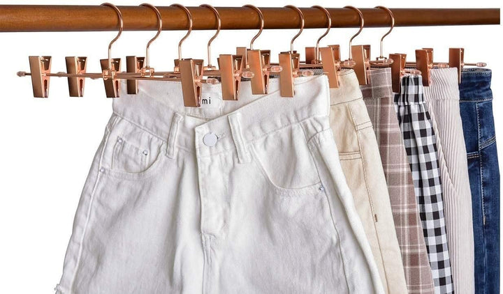 Amber Home 10 Stück 30cm Kupfer Eisen Kleiderbügel, Metall Hosenbügel Aufhänger für Hosen Shorts Roc