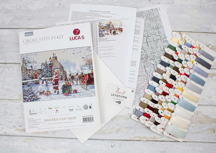 Kreuzstich-Set Luca-S Gold Santa's Cottage, BU5011, Handarbeitsset