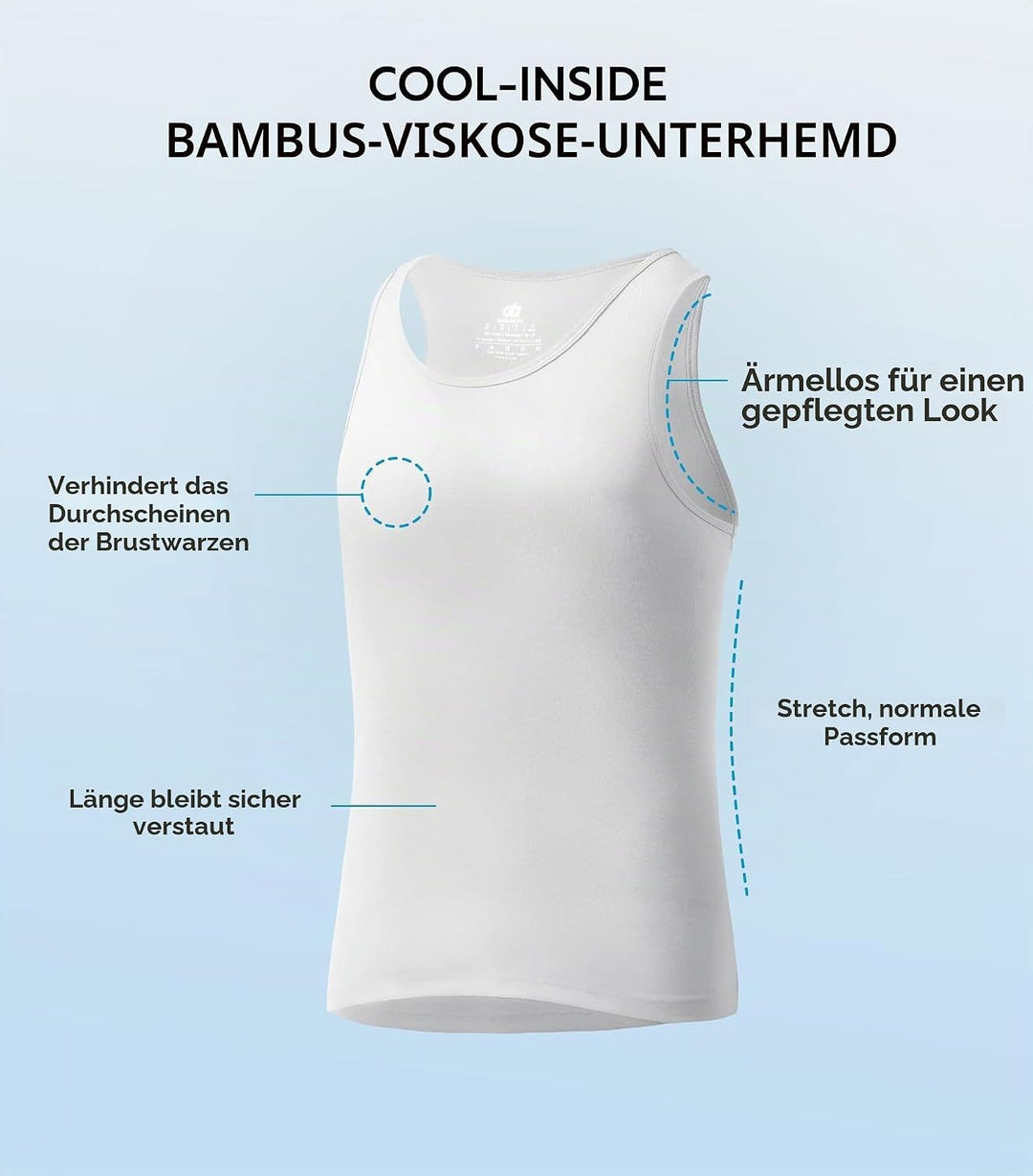 DAVID ARCHY 3/5er Pack Bambus Unterhemd Herren, Rundhalsausschnitt Mehrfarbig Tank Top Herren, Unter