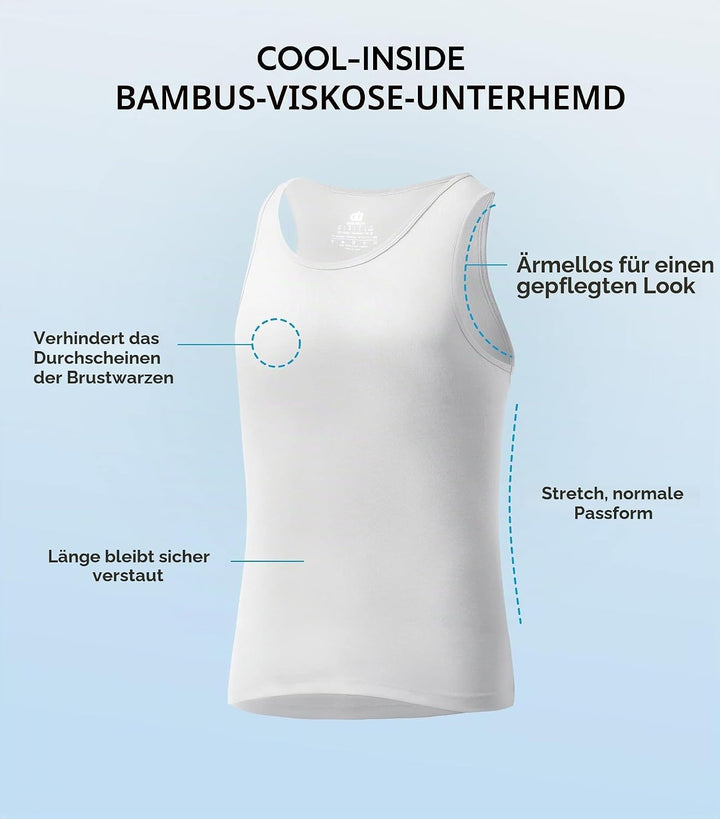 DAVID ARCHY 3/5er Pack Bambus Unterhemd Herren, Rundhalsausschnitt Mehrfarbig Tank Top Herren, Unter