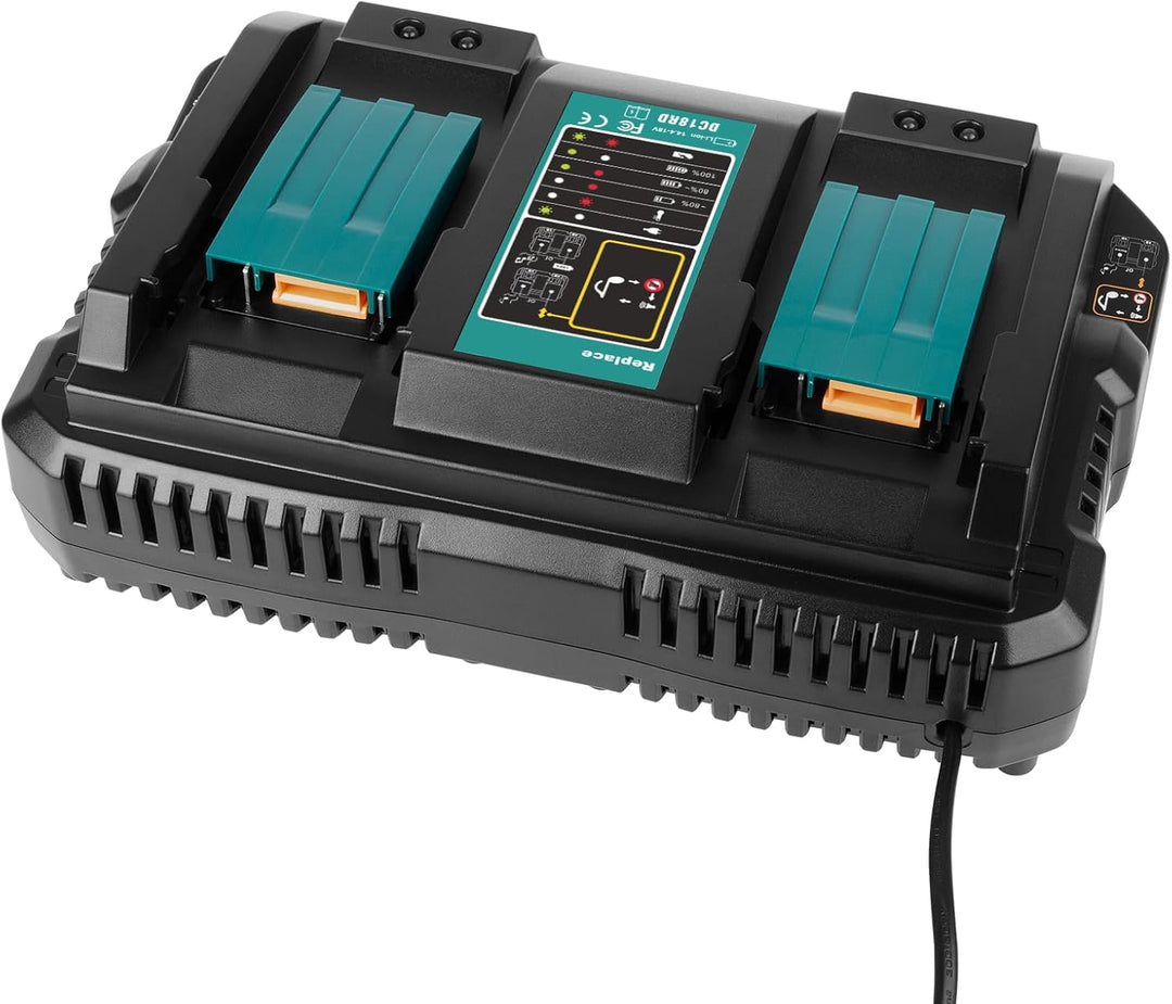 4A Dual Port Ladegerät für Makita Akku, DC18RD 14,4V~18V Li-ion Akku Ersatz Schnellladegerät doppell