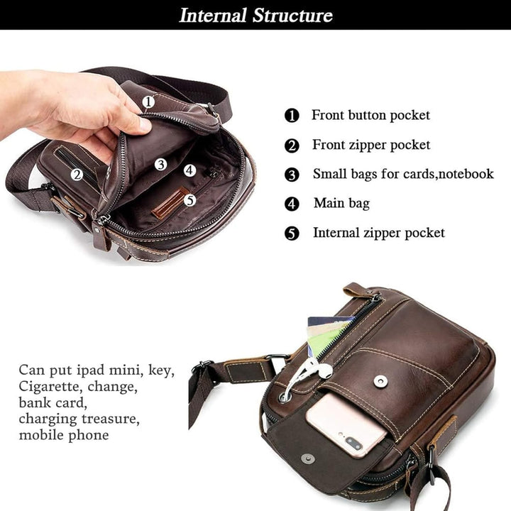 BAIGIO Umhängetasche Herren Leder Schultertasche Vintage Crossbody Bag Messenger Herrentasche zum Um