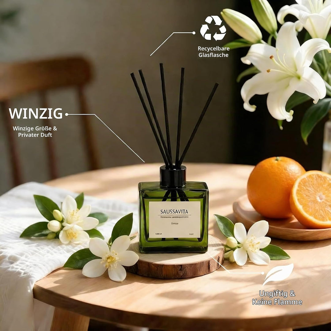 Raumduft Diffuser für Badezimmer,Aroma Diffuser Zitrus Duft mit 7 Duftstäbchen,Natürlich Langanhalte