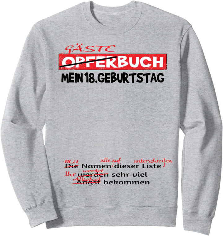 18. Geburtstag Mädchen und 18. Geburtstag Junge Gästebuch Sweatshirt