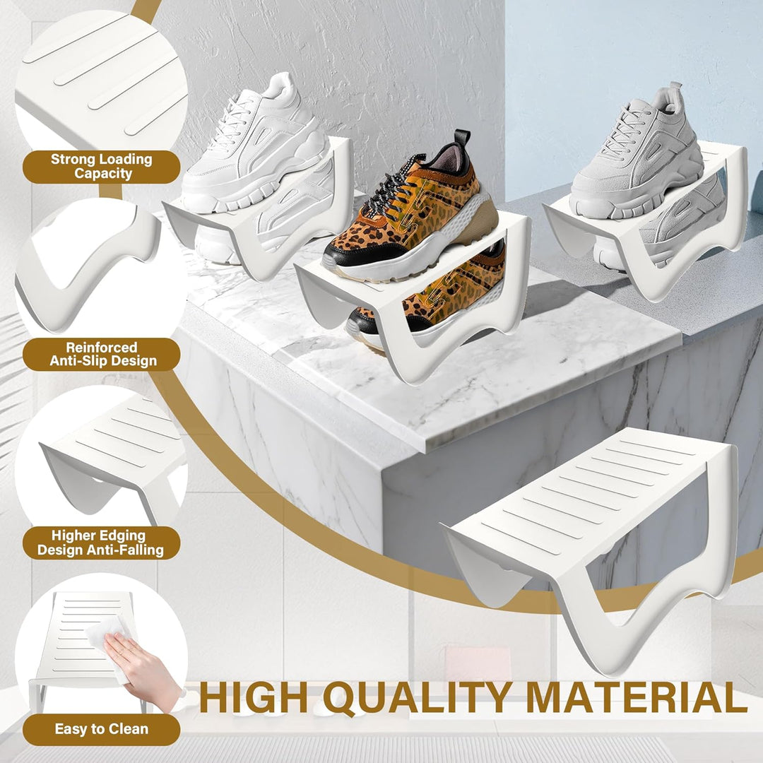 NAIZY Schuhstapler 10 Stück Schuhorganizer PP-Kunststoff Anti Rutsch Schuhregal Doppelschicht Stapel