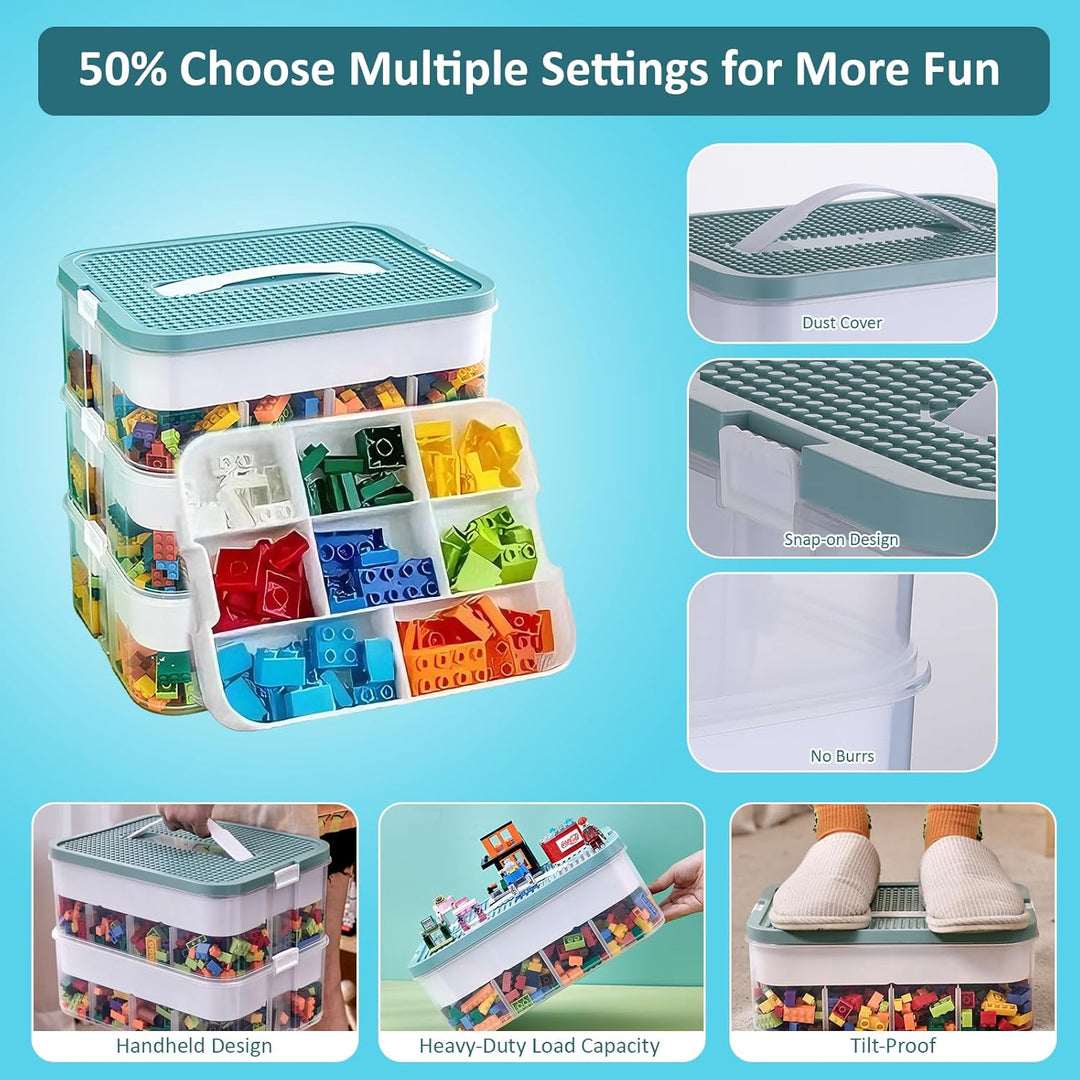 Aufbewahrungs-Organizer für Lego, stapelbar, Spielzeugbehälter, Box, mehrere Fächer, Bausteine, Sort